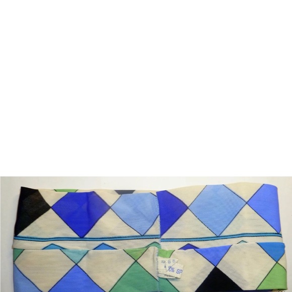 💜 Vintage Emilio Pucci Pile Headband Blue Green White Harlequin Pattern - Picture 9 of 10